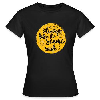 ALWAYS TAKE THE SCENIC ROUTE - Frauen T-Shirt - Schwarz - Vorne - AI Model Female 172 dark (172cm)