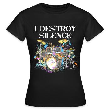 Je détruis le silence - T-shirt Femme - noir - Devant - AI Model Female 172 dark (172cm)
