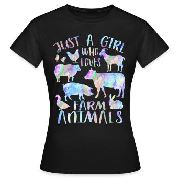 Nur ein Mädchen, das Nutztiere liebt - Frauen T-Shirt - Schwarz - Vorne - AI Model Female 172 dark (172cm)