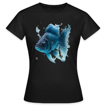 Realistischer Fisch aus Wasser - Frauen T-Shirt - Schwarz - Vorne - AI Model Female 172 dark (172cm)