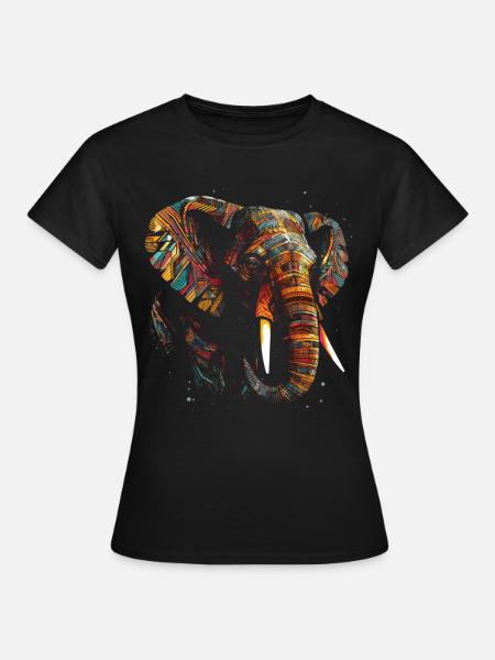 Elephant Animal Colorful Animal Lover Gift Art - Maglietta da donna - nero