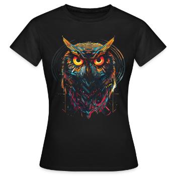 Eule Nachtvogel Vogel Tier Geschenk Kunst - Frauen T-Shirt - Schwarz - Vorne - AI Model Female 172 dark (172cm)
