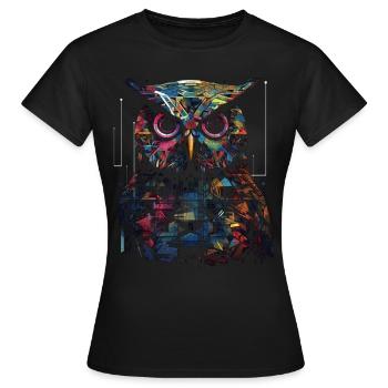 Eule Nachtvogel Vogel Tier Geschenk Kunst - Frauen T-Shirt - Schwarz - Vorne - AI Model Female 172 dark (172cm)