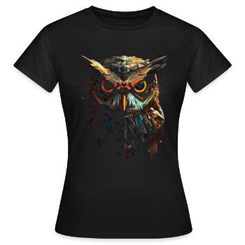 Eule Nachtvogel Vogel Tier Geschenk Kunst - Frauen T-Shirt - Schwarz - Vorne - AI Model Female 172 dark (172cm)