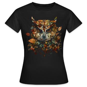 Eule Nachtvogel Vogel Tier Geschenk Kunst - Frauen T-Shirt - Schwarz - Vorne - AI Model Female 172 dark (172cm)