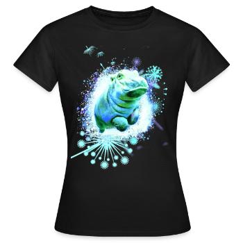 Hippopotamus, Graffiti, Painting, Baby - Women's T-Shirt - black - Front - AI Model Female 172 dark (172cm)