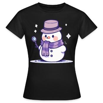 Süßer Weihnachts Schneemann - Festtags-Design - Frauen T-Shirt - Schwarz - Vorne - AI Model Female 172 dark (172cm)