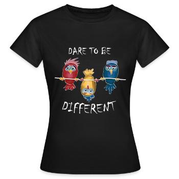 Soyez différent contre le cadeau d'oiseau LGBT actuel - T-shirt Femme - noir - Devant - AI Model Female 172 dark (172cm)