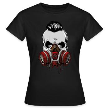 Hipster Skull Totenkopf mit Maske Gasmaske - Frauen T-Shirt - Schwarz - Vorne - AI Model Female 172 dark (172cm)