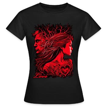 Love connection - Women's T-Shirt - black - Front - AI Model Female 172 dark (172cm)