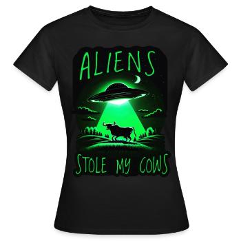 Des extraterrestres ont volé mes vaches - T-shirt Femme - noir - Devant - AI Model Female 172 dark (172cm)