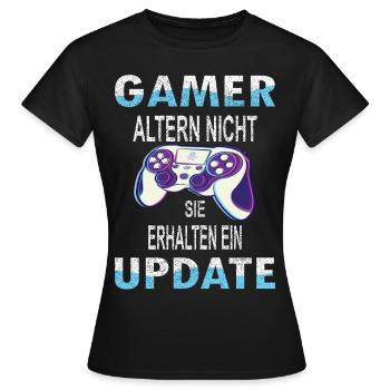 Les joueurs ne vieillissent pas, ils reçoivent une mise à jour - T-shirt Femme - noir - Devant - AI Model Female 172 dark (172cm)