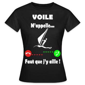 Voile - voile m'appelle - T-shirt Femme - noir - Devant - AI Model Female 172 dark (172cm)