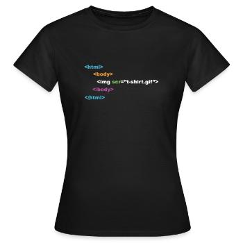 programmeur html ordinateur nerd - T-shirt Femme - noir - Devant - AI Model Female 172 dark (172cm)