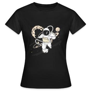 Outer Space Astronaut Planets Aircrafts Galaxy - Women's T-Shirt - black - Front - AI Model Female 172 dark (172cm)
