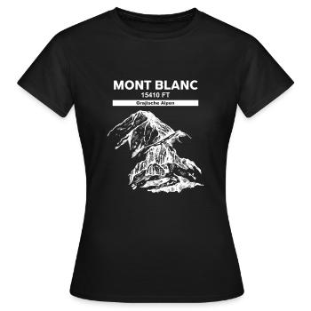 Mont Blanc-Alpen-weißer Berg 15410 FT schneebedeckt - Frauen T-Shirt - Schwarz - Vorne - AI Model Female 172 dark (172cm)