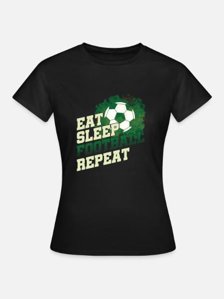 Eet Slaap Voetbal Herhaal Doel Coach Balspel - Vrouwen T-shirt - zwart