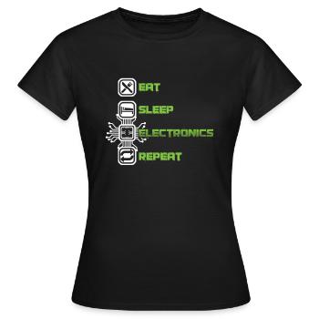 Eat Sleep Electronics Repeat Devices Transistor - Women's T-Shirt - black - Front - AI Model Female 172 dark (172cm)