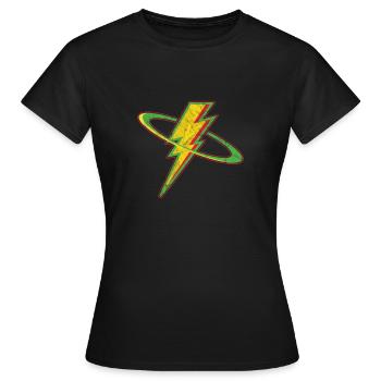 Ehrfürchtiger beunruhigter Weinlese-Blitz-Donner-Bolzen - Frauen T-Shirt - Schwarz - Vorne - AI Model Female 172 dark (172cm)