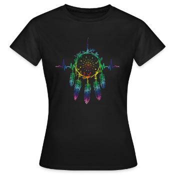 Culture amérindienne Plumes de saule - T-shirt Femme - noir - Devant - AI Model Female 172 dark (172cm)