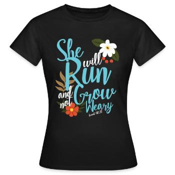 Christliche Bibelverse Sie wird laufen und wachsen - Frauen T-Shirt - Schwarz - Vorne - AI Model Female 172 dark (172cm)