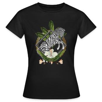 Élégante savane florale hawaïenne zebra lover florale - T-shirt Femme - noir - Devant - AI Model Female 172 dark (172cm)