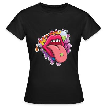 Drogen Ecstasy Happy Pill Party Adrenalinrausch - Frauen T-Shirt - Schwarz - Vorne - AI Model Female 172 dark (172cm)