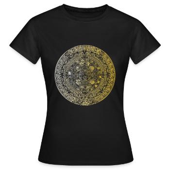 Calendrier Maya Aztec Culture Civilisation Inca - T-shirt Femme - noir - Devant - AI Model Female 172 dark (172cm)