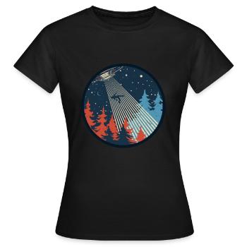 UFO Alien Abduction Retro Aliens Spaceship Cadeau - T-shirt Femme - noir - Devant - AI Model Female 172 dark (172cm)