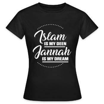 L’Islam est mon deen Muslim Allah Mosquée Coran Cadeau - T-shirt Femme - noir - Devant - AI Model Female 172 dark (172cm)