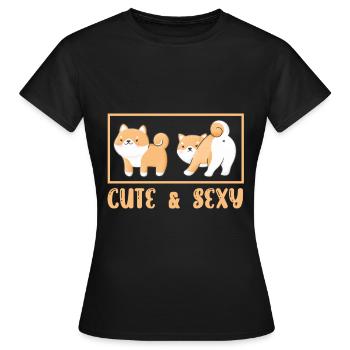 Cadeau mignon d’animal familier de chiot de chien japonais de Shiba Inu - T-shirt Femme - noir - Devant - AI Model Female 172 dark (172cm)