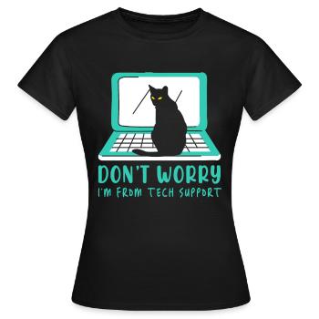 Cat Tech Support Computer Kitten Helpdesk IT Gift - Women's T-Shirt - black - Front - AI Model Female 172 dark (172cm)