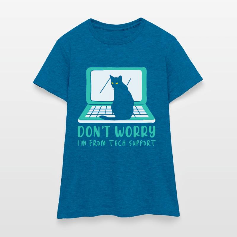 Cat Tech Support Computer Kitten Helpdesk IT Gift Women's T-Shirt