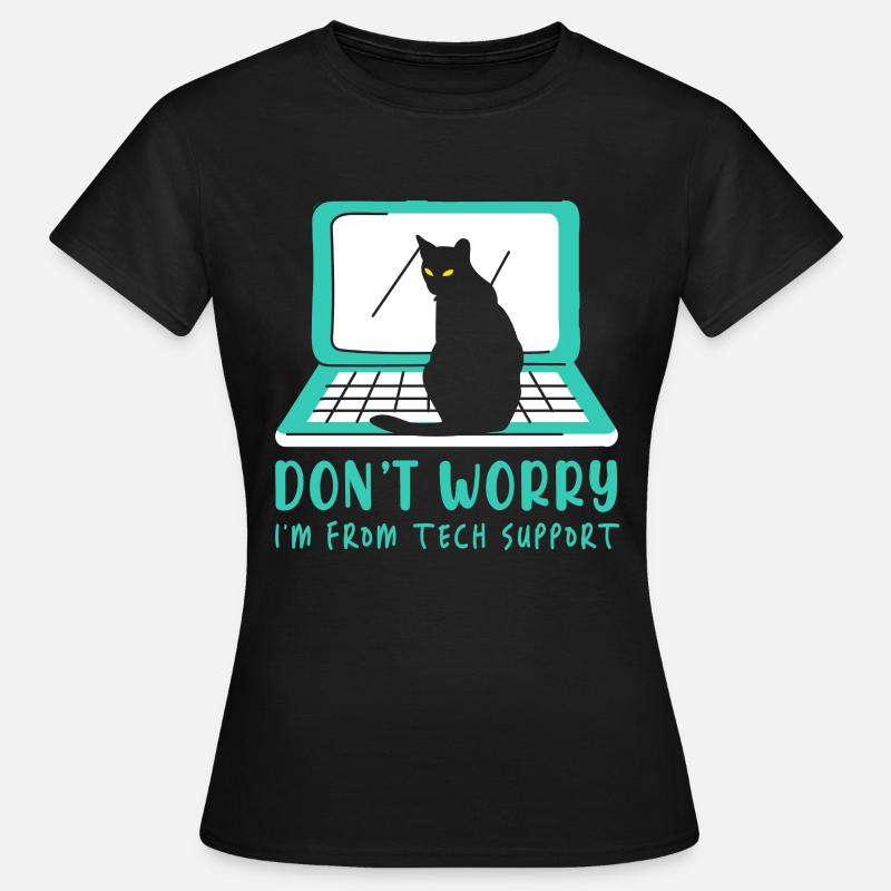 Cat Tech Support Computer Kitten Helpdesk IT Gift - Women's T-Shirt - black