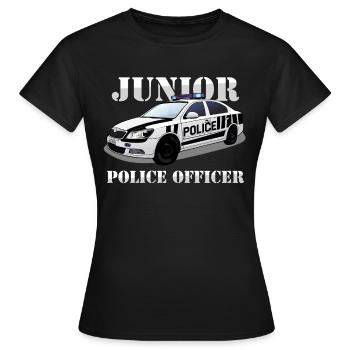 Officier de police subalterne Policier De voiture de police - T-shirt Femme - noir - Devant - AI Model Female 172 dark (172cm)