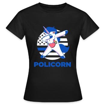 Policorn Einhorn Polizist Polizist Geschenk - Frauen T-Shirt - Schwarz - Vorne - AI Model Female 172 dark (172cm)