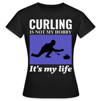 Curling Kehrfächer Winter Eissport Curler Lustig - Frauen T-Shirt - Schwarz - Vorne - AI Model Female 172 dark (172cm)