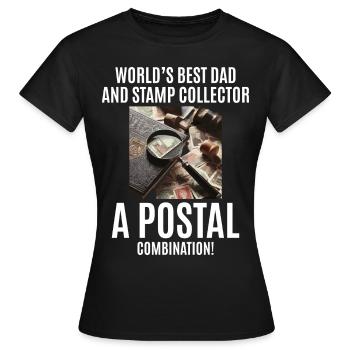 Collectionneur de timbres-poste vintage papa philatéliste - T-shirt Femme - noir - Devant - AI Model Female 172 dark (172cm)