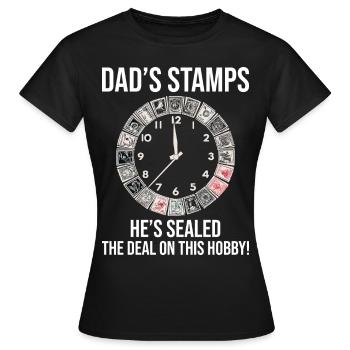 Timbres-poste d’époque Collectionneur de papa - T-shirt Femme - noir - Devant - AI Model Female 172 dark (172cm)