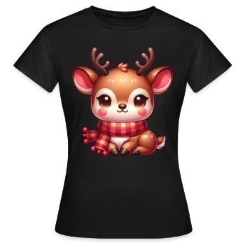 Cuddly Reindeer Christmas - Women's T-Shirt - black - Front - AI Model Female 172 dark (172cm)