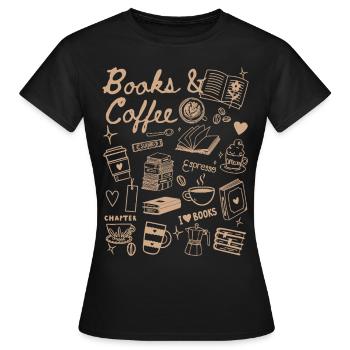Gribouillages de café et de livres - T-shirt Femme - noir - Devant - AI Model Female 172 dark (172cm)