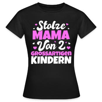 Mama 2 Kinder Muttertag Lustig Spruch Süß Geschenk - Frauen T-Shirt - Schwarz - Vorne - AI Model Female 172 dark (172cm)