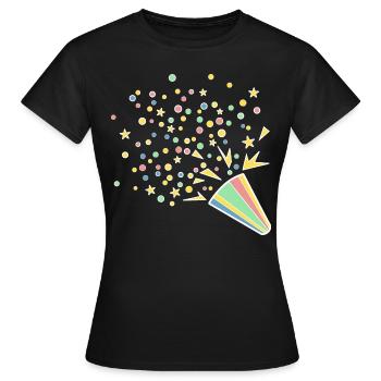 Festliches Konfetti-Horn - Frauen T-Shirt - Schwarz - Vorne - AI Model Female 172 dark (172cm)