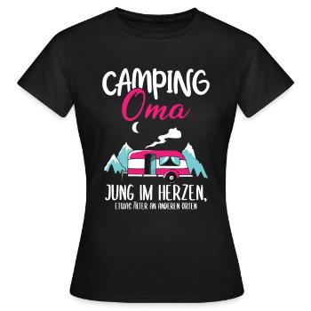 Lustig Wohnwagen Camper Oma Spruch Geschenk - Frauen T-Shirt - Schwarz - Vorne - AI Model Female 172 dark (172cm)