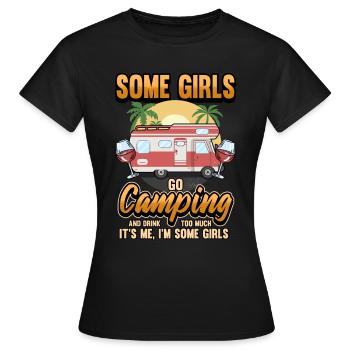 Camping fille caravane vin alcool cadeau - T-shirt Femme - noir - Devant - AI Model Female 172 dark (172cm)