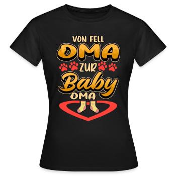 Schwangerschaft Oma Fell Katze Hunde Baby Geschenk - Frauen T-Shirt - Schwarz - Vorne - AI Model Female 172 dark (172cm)