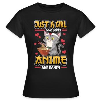 Ramen Chat Japon Soupe de nouilles Drôle Cadeau - T-shirt Femme - noir - Devant - AI Model Female 172 dark (172cm)