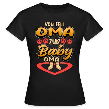 Schwangerschaft Oma Fell Katze Hunde Baby Geschenk - Frauen T-Shirt - Schwarz - Vorne - AI Model Female 172 dark (172cm)