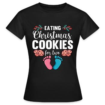 Drôle de manger des biscuits de Noël pour deux femmes enceintes - T-shirt Femme - noir - Devant - AI Model Female 172 dark (172cm)