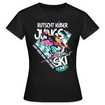Ski Skipiste Skiurlaub Skigebiet Apres Ski Spruch - Frauen T-Shirt - Schwarz - Vorne - AI Model Female 172 dark (172cm)
